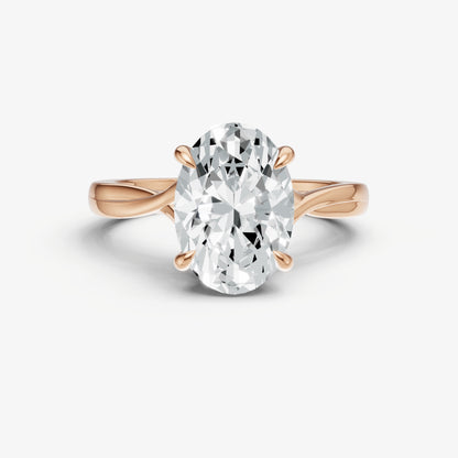 Oval Twist Band Solitaire Engagement Ring