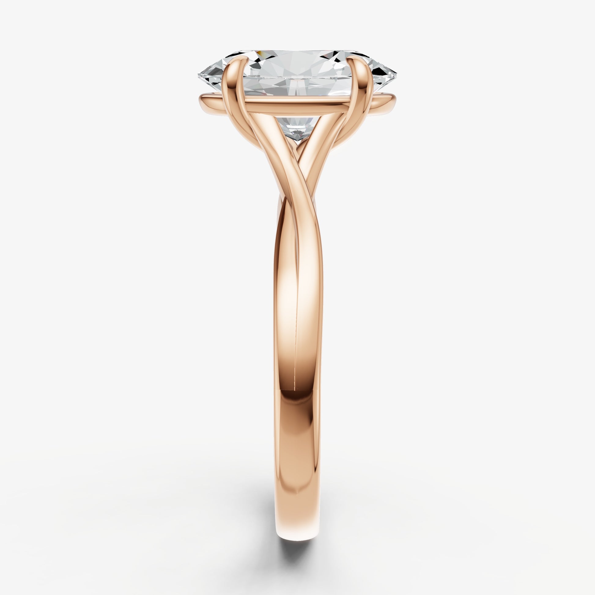 Oval Twist Band Solitaire Engagement Ring
