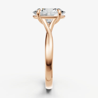 Oval Twist Band Solitaire Engagement Ring