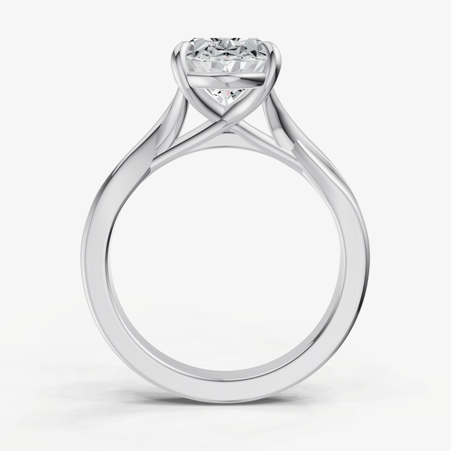 Oval Twist Band Solitaire Engagement Ring