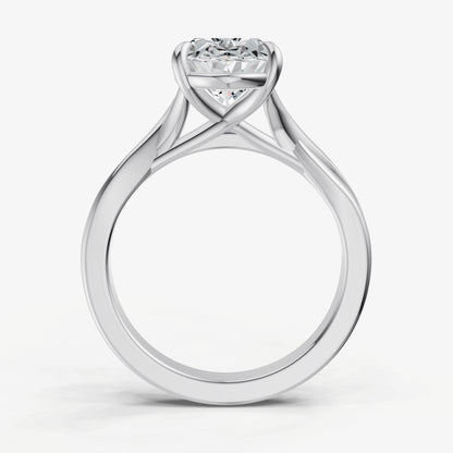 Oval Twist Band Solitaire Engagement Ring