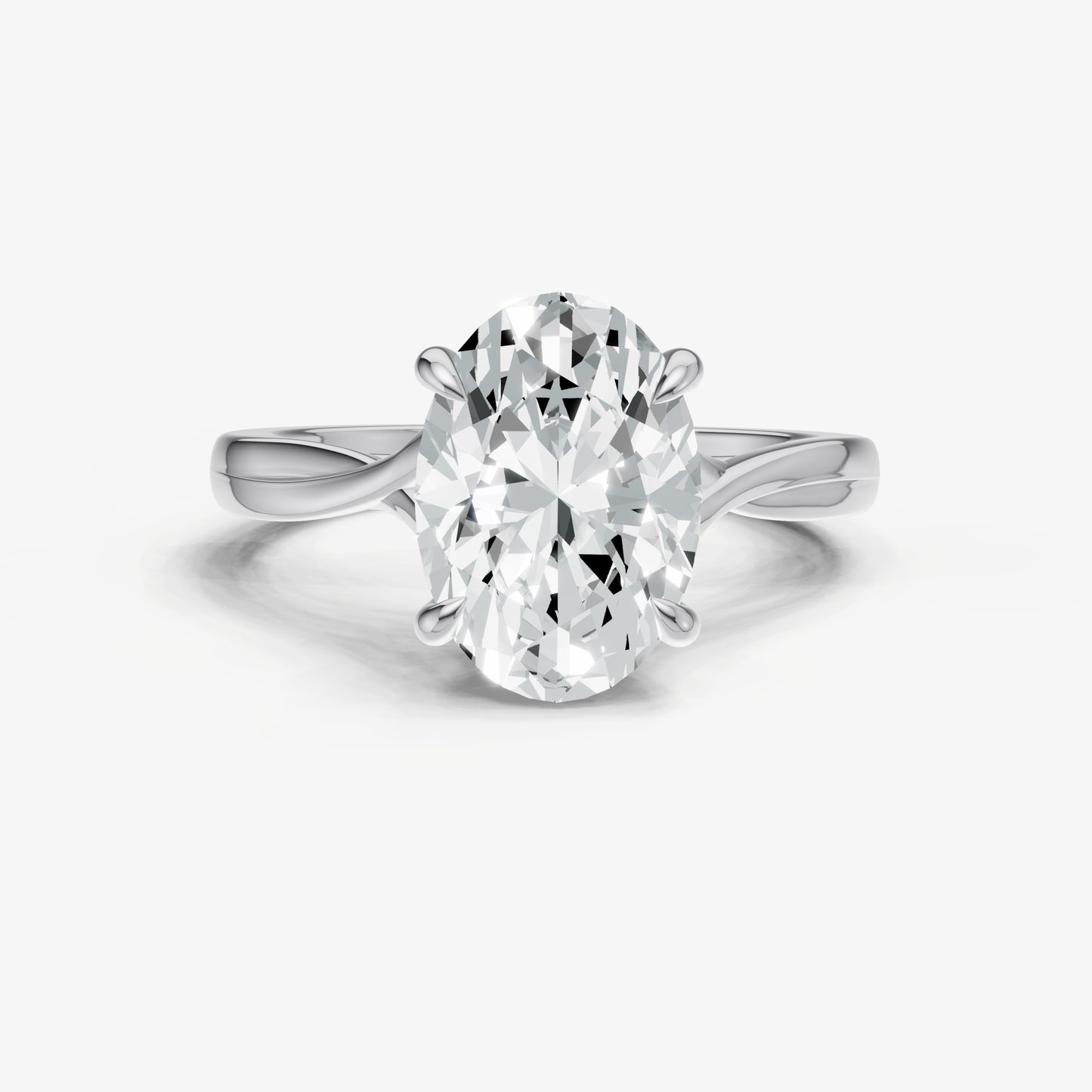 Oval Twist Band Solitaire Engagement Ring