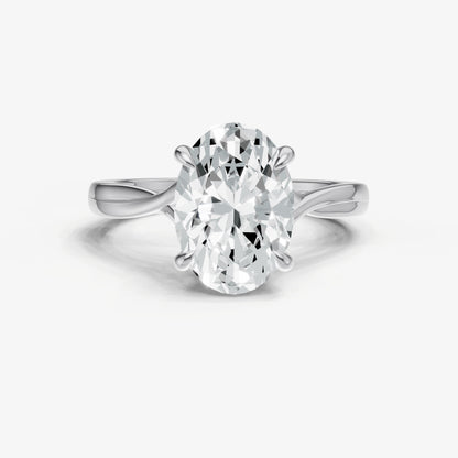 Oval Twist Band Solitaire Engagement Ring