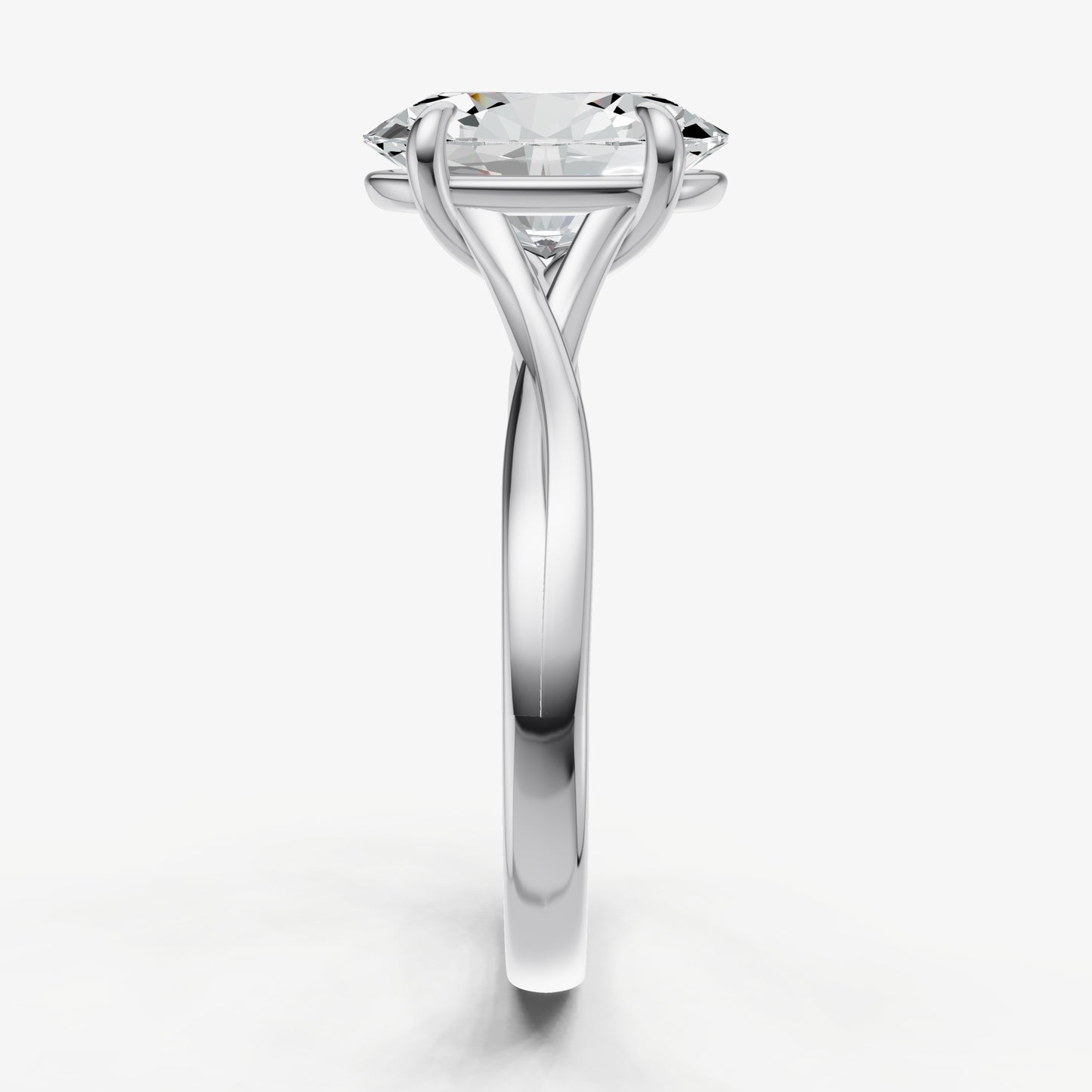 Oval Twist Band Solitaire Engagement Ring