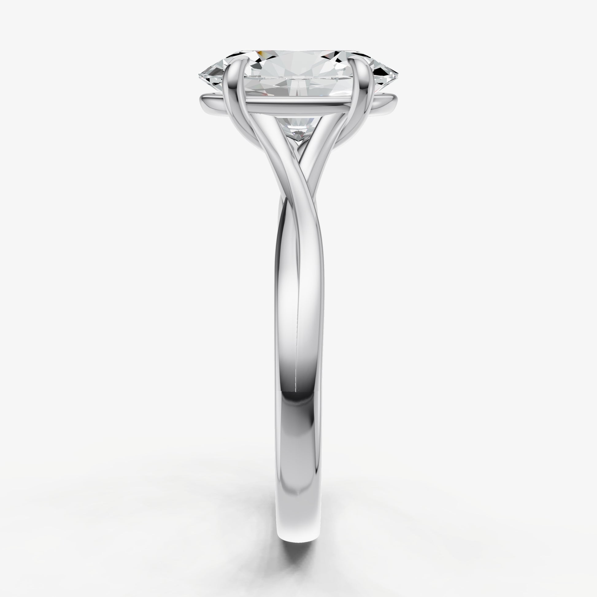 Oval Twist Band Solitaire Engagement Ring