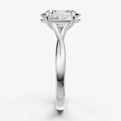 Oval Twist Band Solitaire Engagement Ring