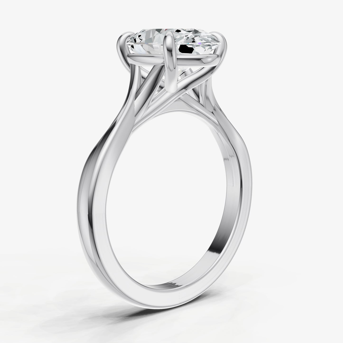 Oval Twist Band Solitaire Engagement Ring