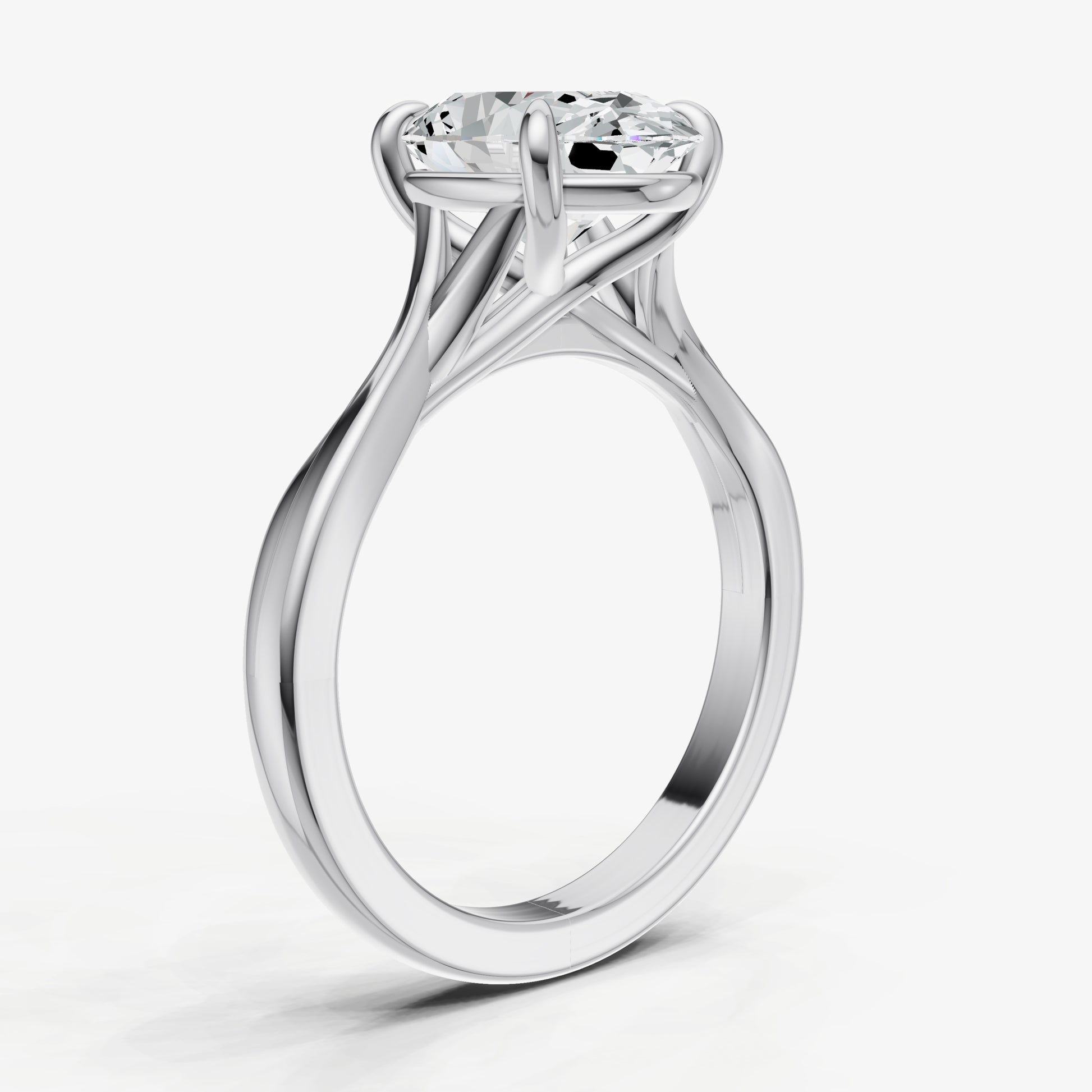 Oval Twist Band Solitaire Engagement Ring