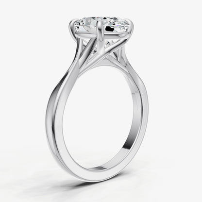 Oval Twist Band Solitaire Engagement Ring