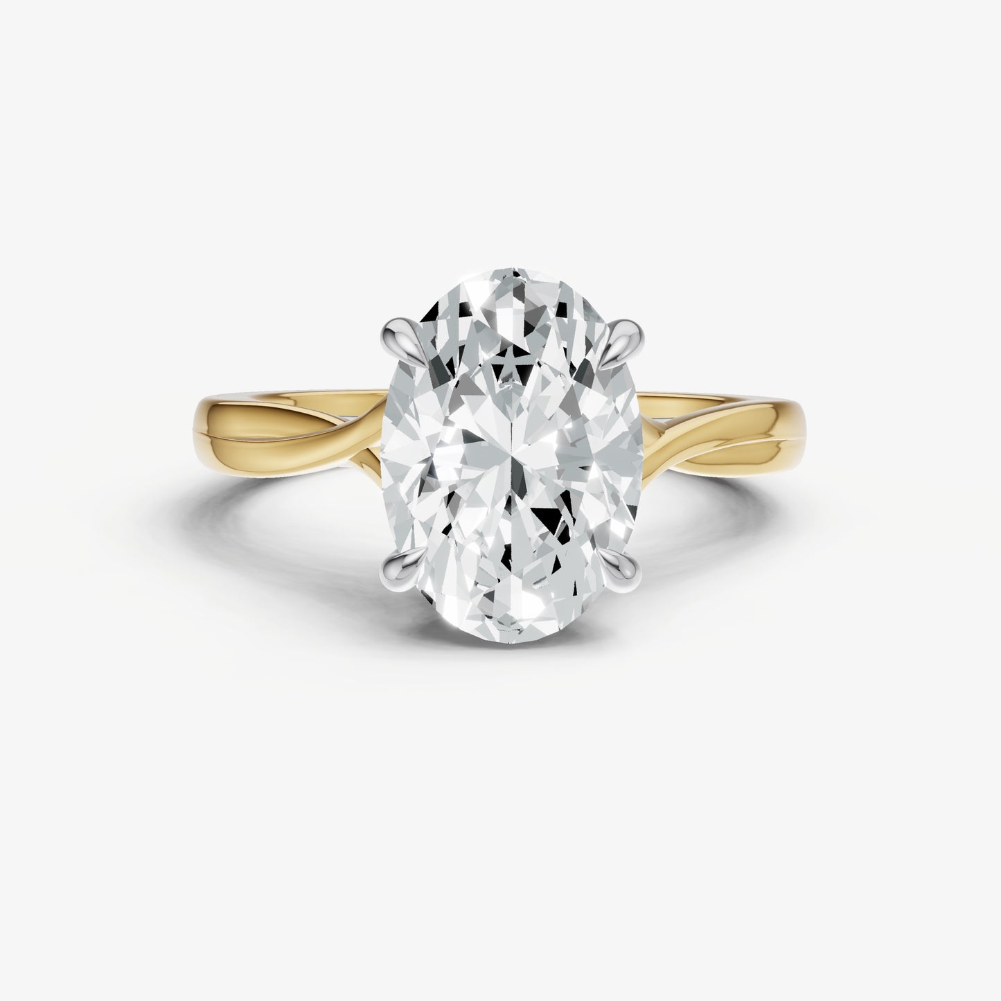 Oval Twist Band Solitaire Engagement Ring