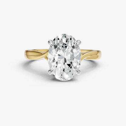 Oval Twist Band Solitaire Engagement Ring