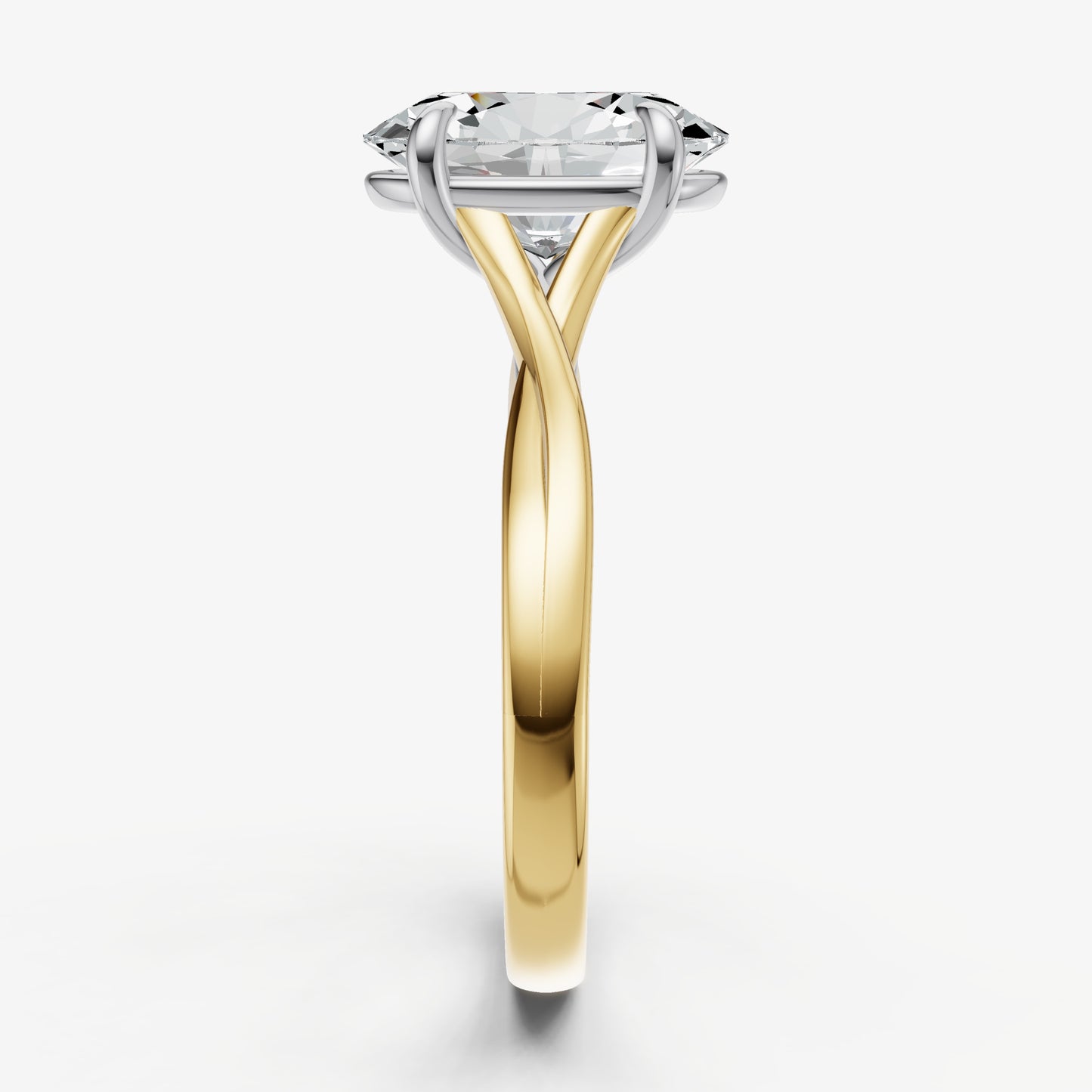 Oval Twist Band Solitaire Engagement Ring