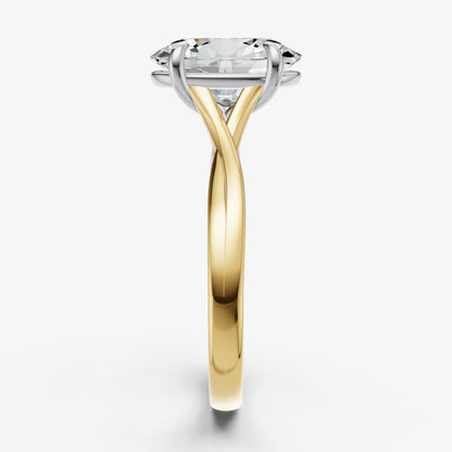 Oval Twist Band Solitaire Engagement Ring