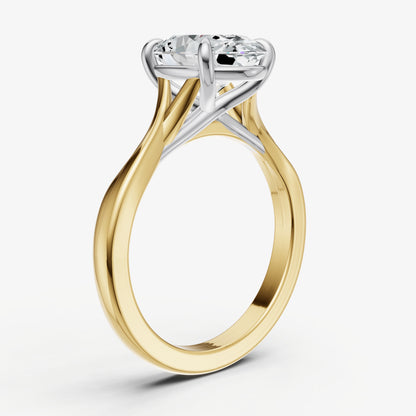 Oval Twist Band Solitaire Engagement Ring