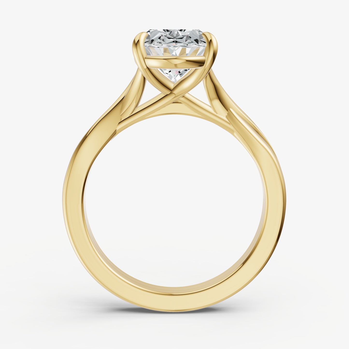 Oval Twist Band Solitaire Engagement Ring