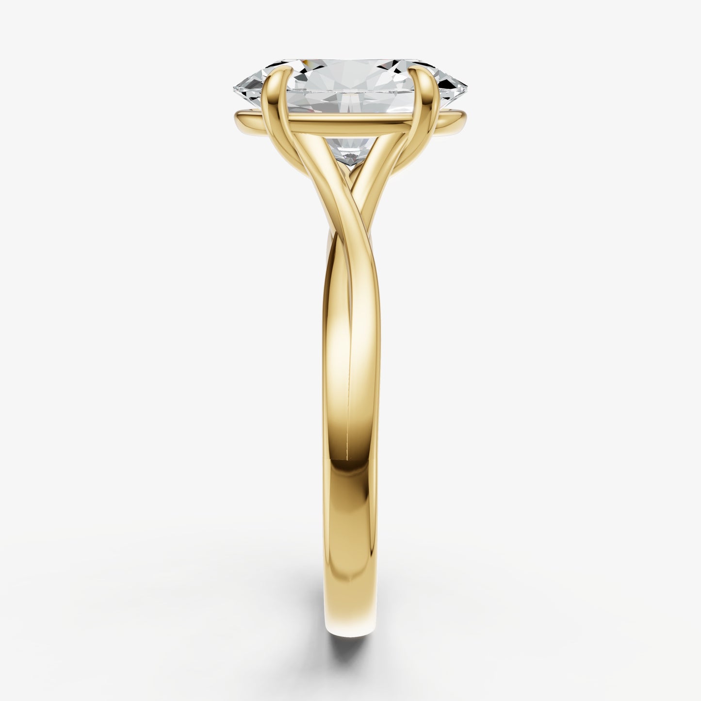 Oval Twist Band Solitaire Engagement Ring