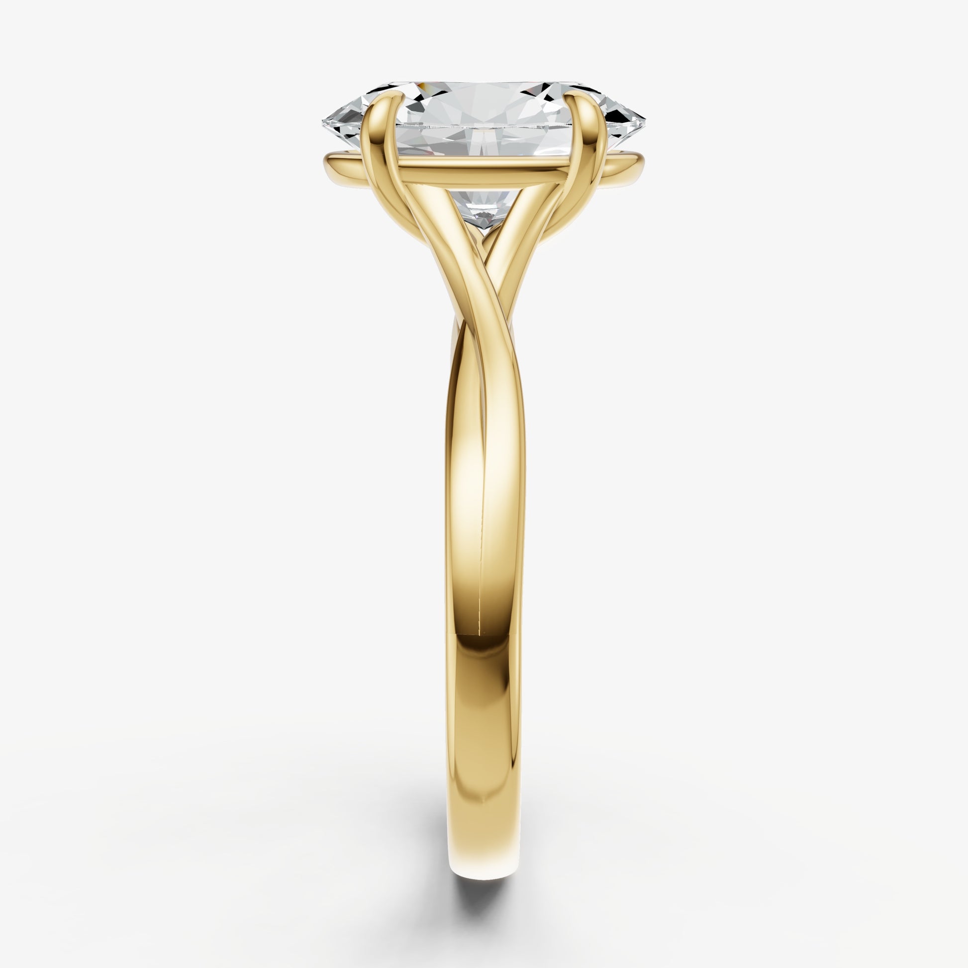 Oval Twist Band Solitaire Engagement Ring