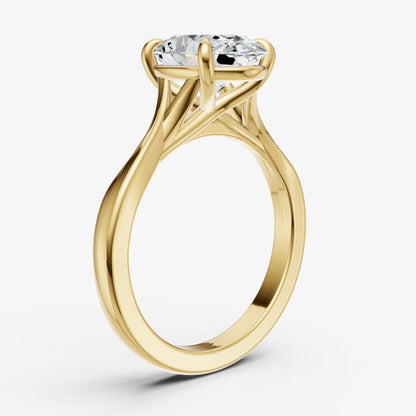 Oval Twist Band Solitaire Engagement Ring
