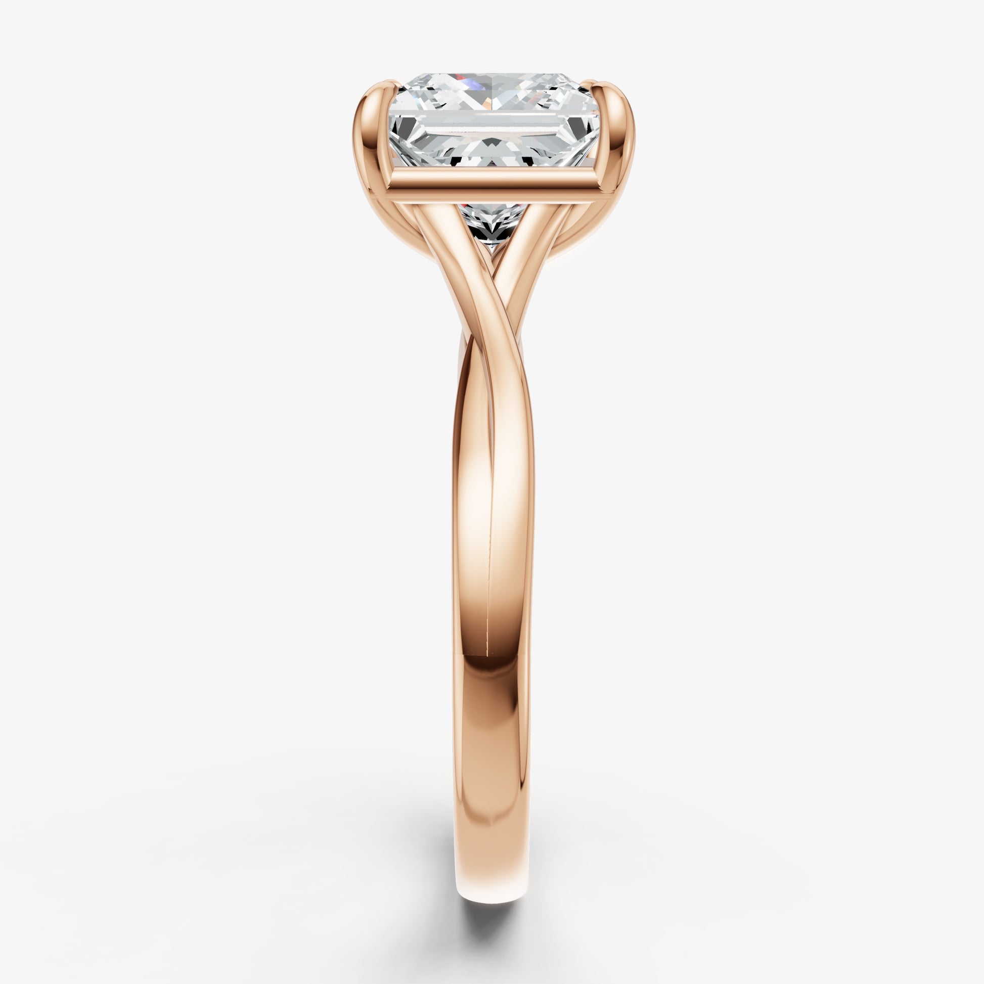 Princess Twist Band Solitaire Engagement Ring