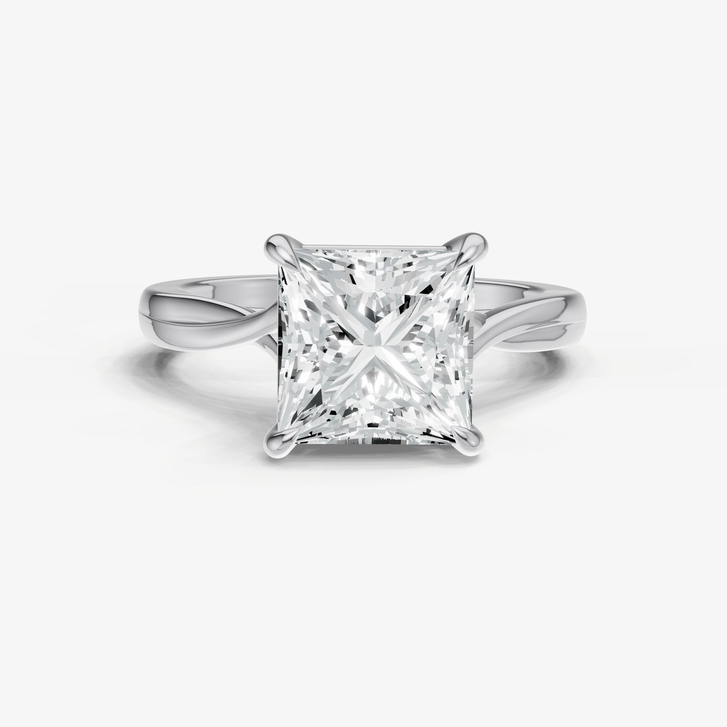 Princess Twist Band Solitaire Engagement Ring