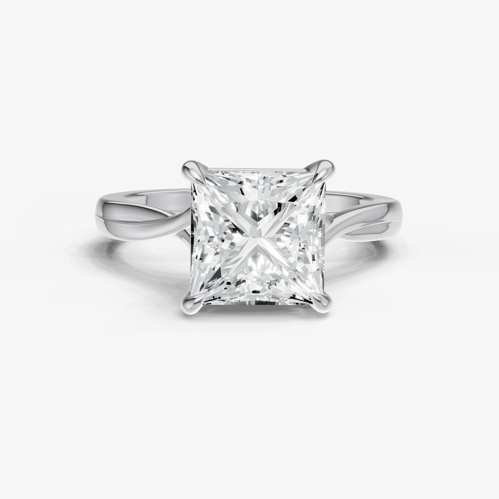 Princess Twist Band Solitaire Engagement Ring