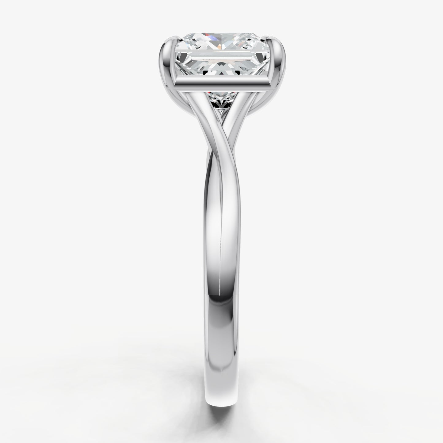 Princess Twist Band Solitaire Engagement Ring