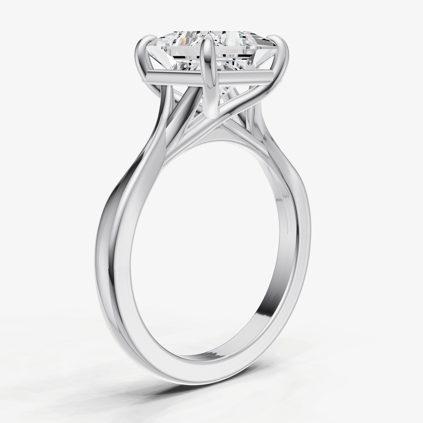 Princess Twist Band Solitaire Engagement Ring