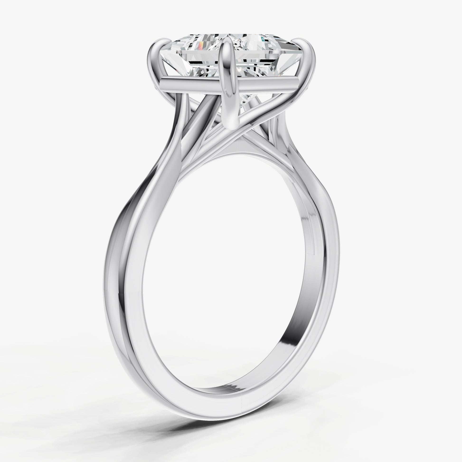 Princess Twist Band Solitaire Engagement Ring