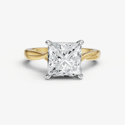Princess Twist Band Solitaire Engagement Ring