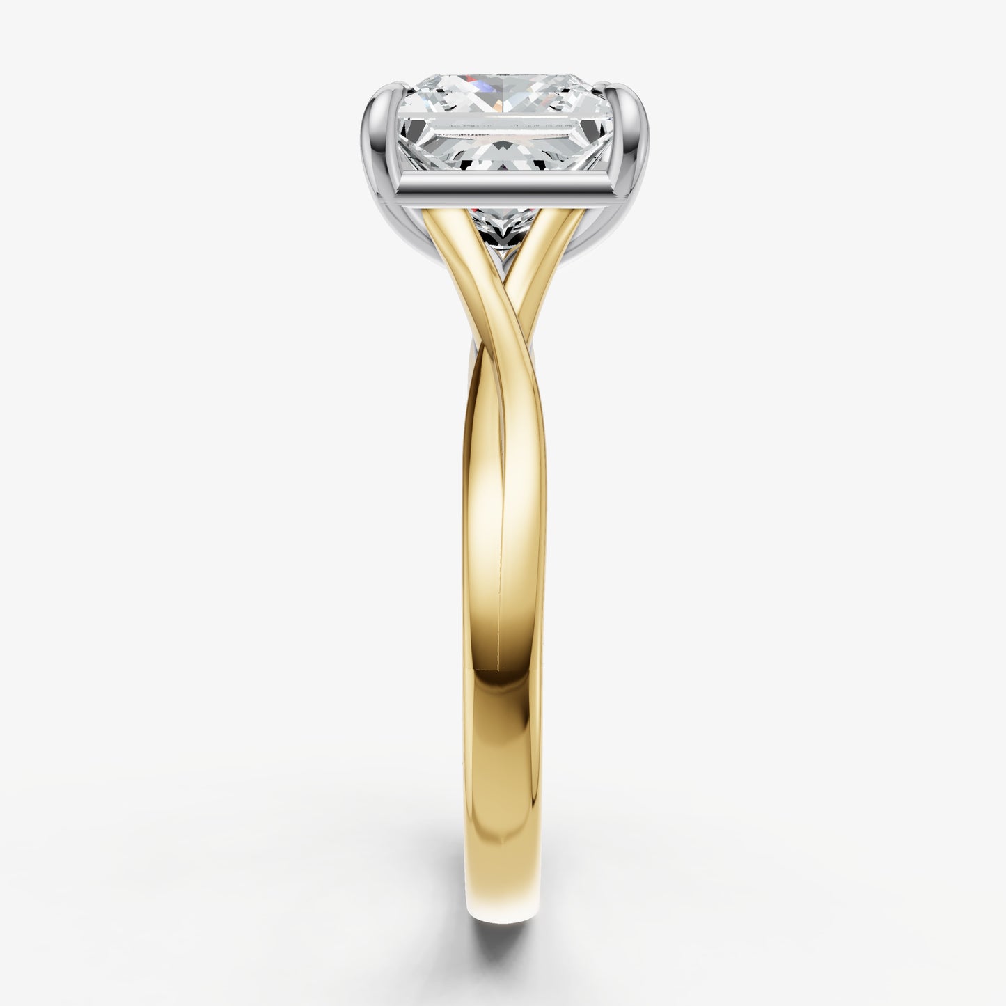 Princess Twist Band Solitaire Engagement Ring