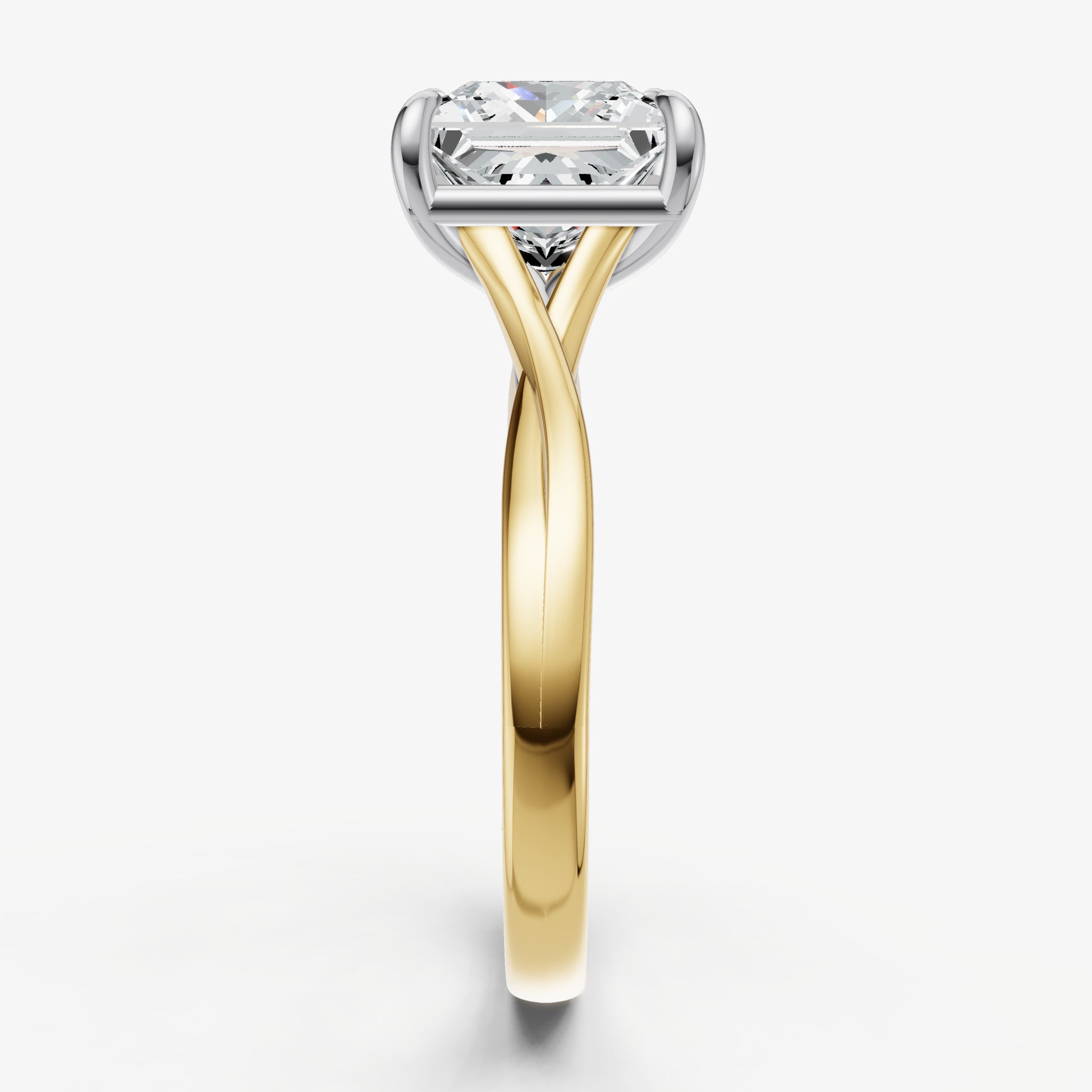 Princess Twist Band Solitaire Engagement Ring
