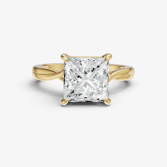 Princess Twist Band Solitaire Engagement Ring