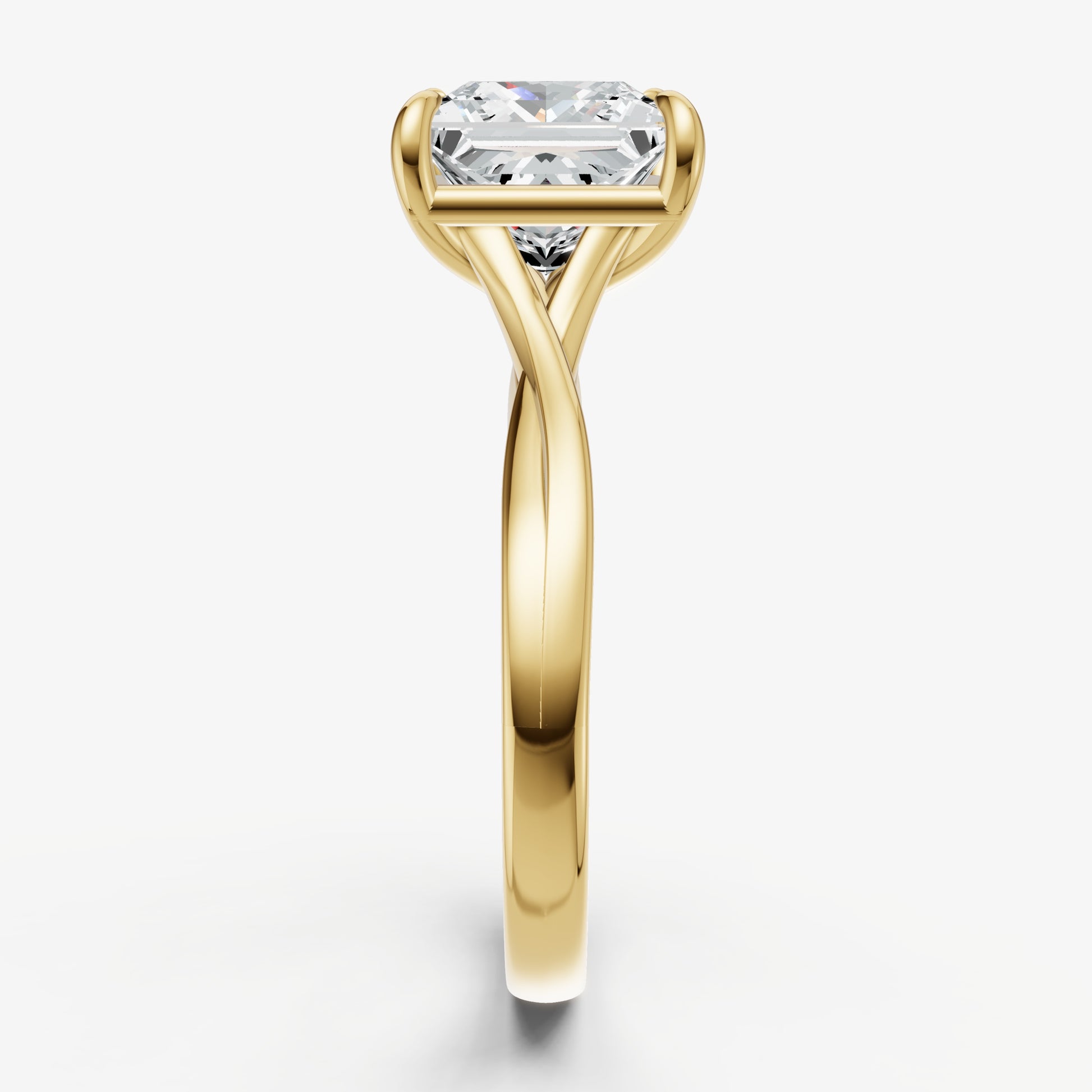 Princess Twist Band Solitaire Engagement Ring