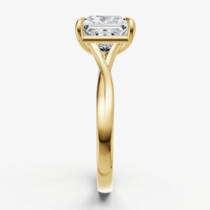 Princess Twist Band Solitaire Engagement Ring