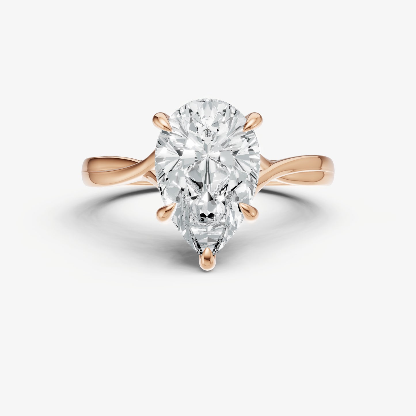 Pear Twist Band Solitaire Engagement Ring