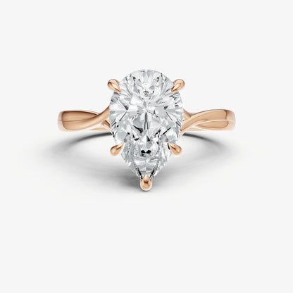 Pear Twist Band Solitaire Engagement Ring