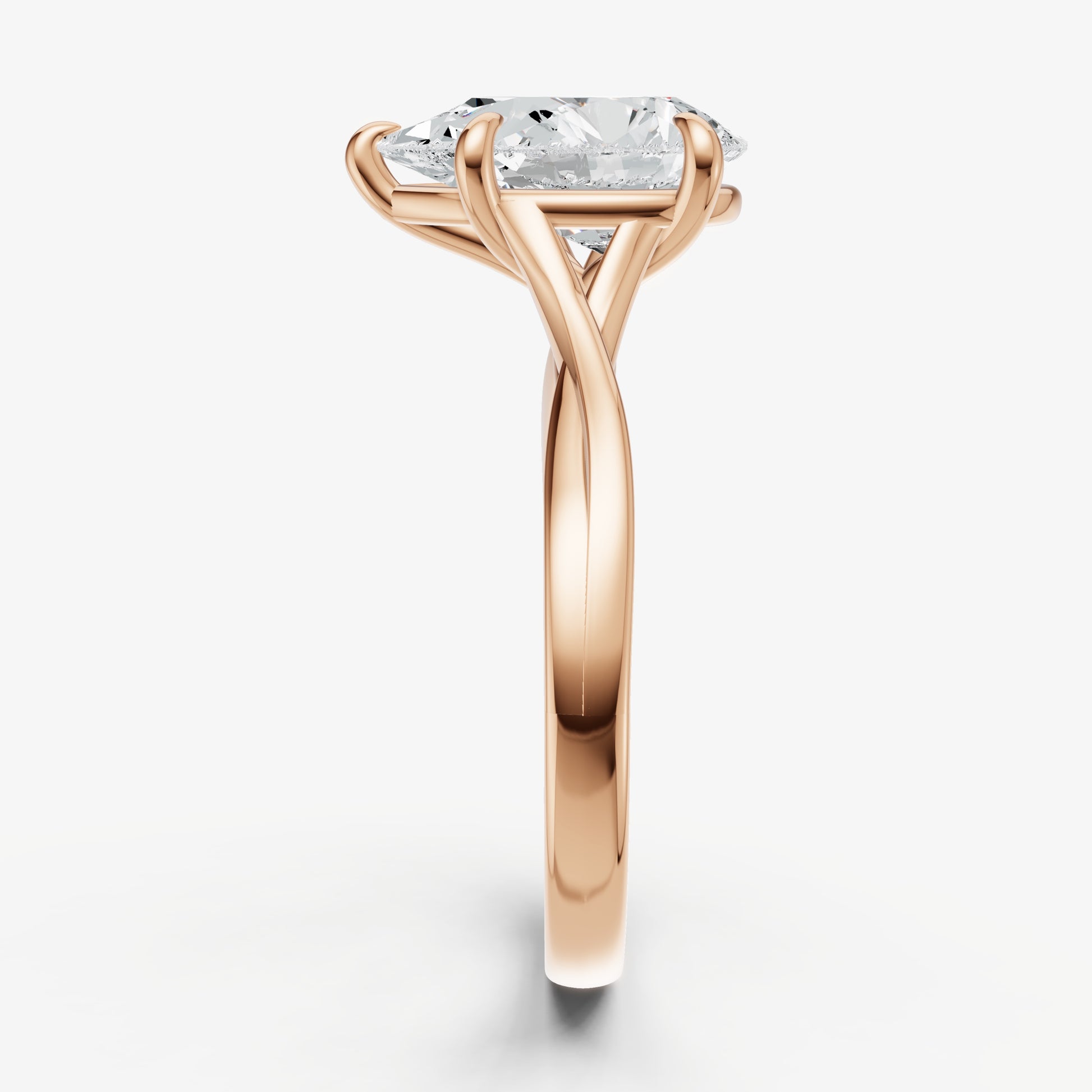 Pear Twist Band Solitaire Engagement Ring