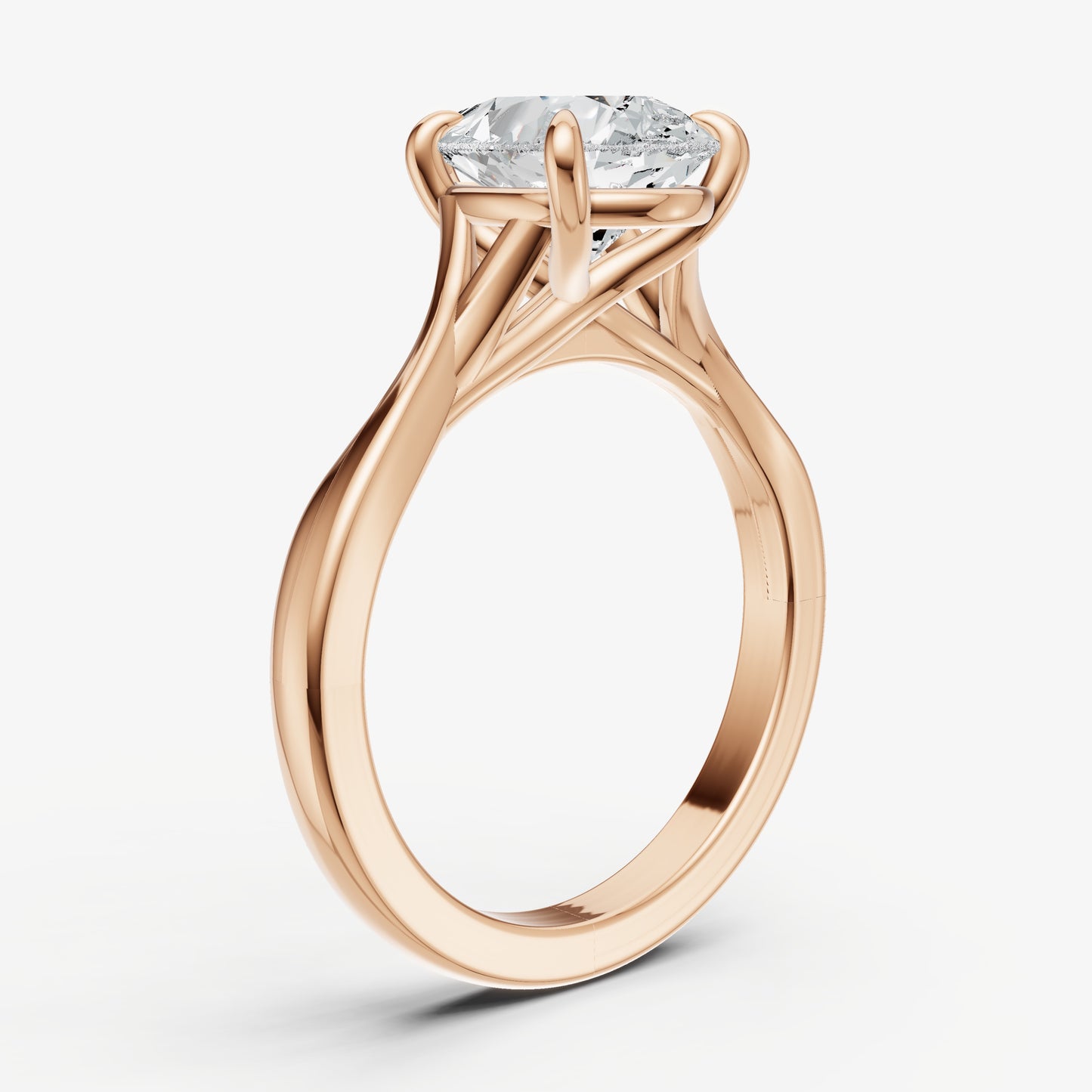 Pear Twist Band Solitaire Engagement Ring