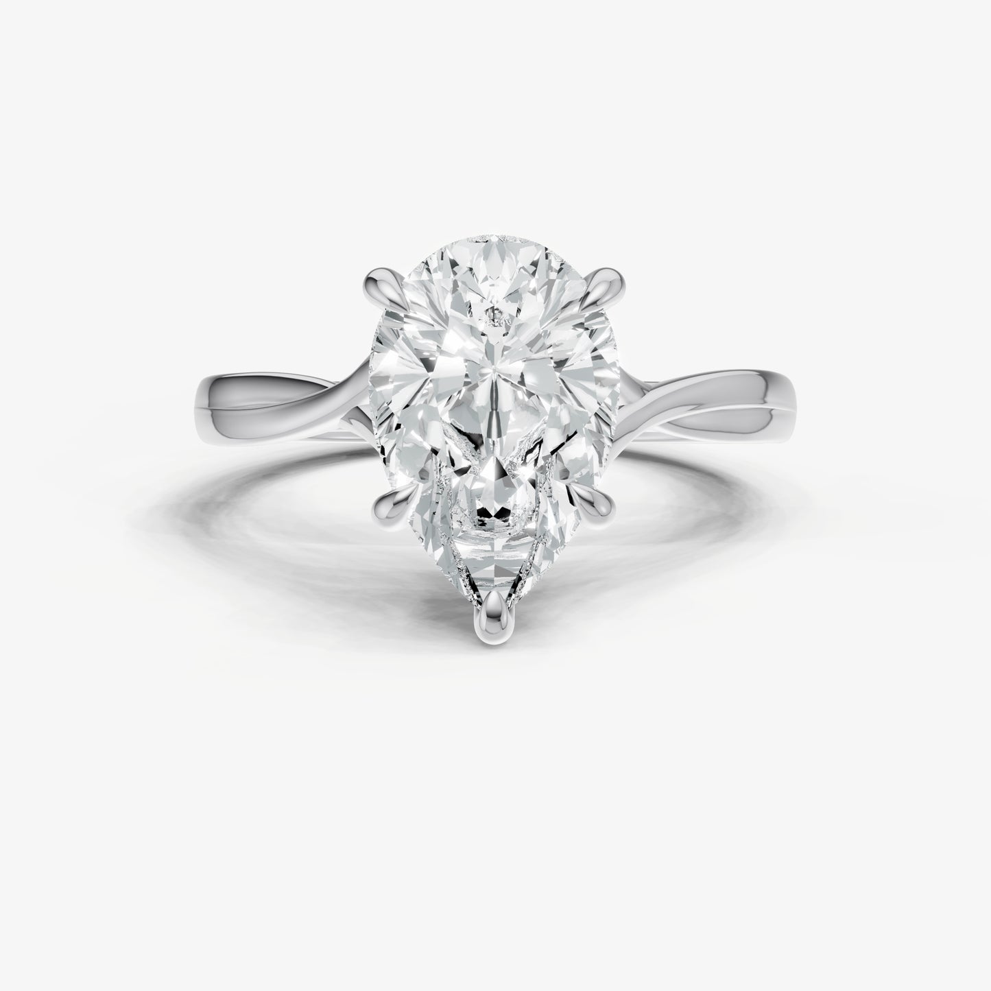 Pear Twist Band Solitaire Engagement Ring