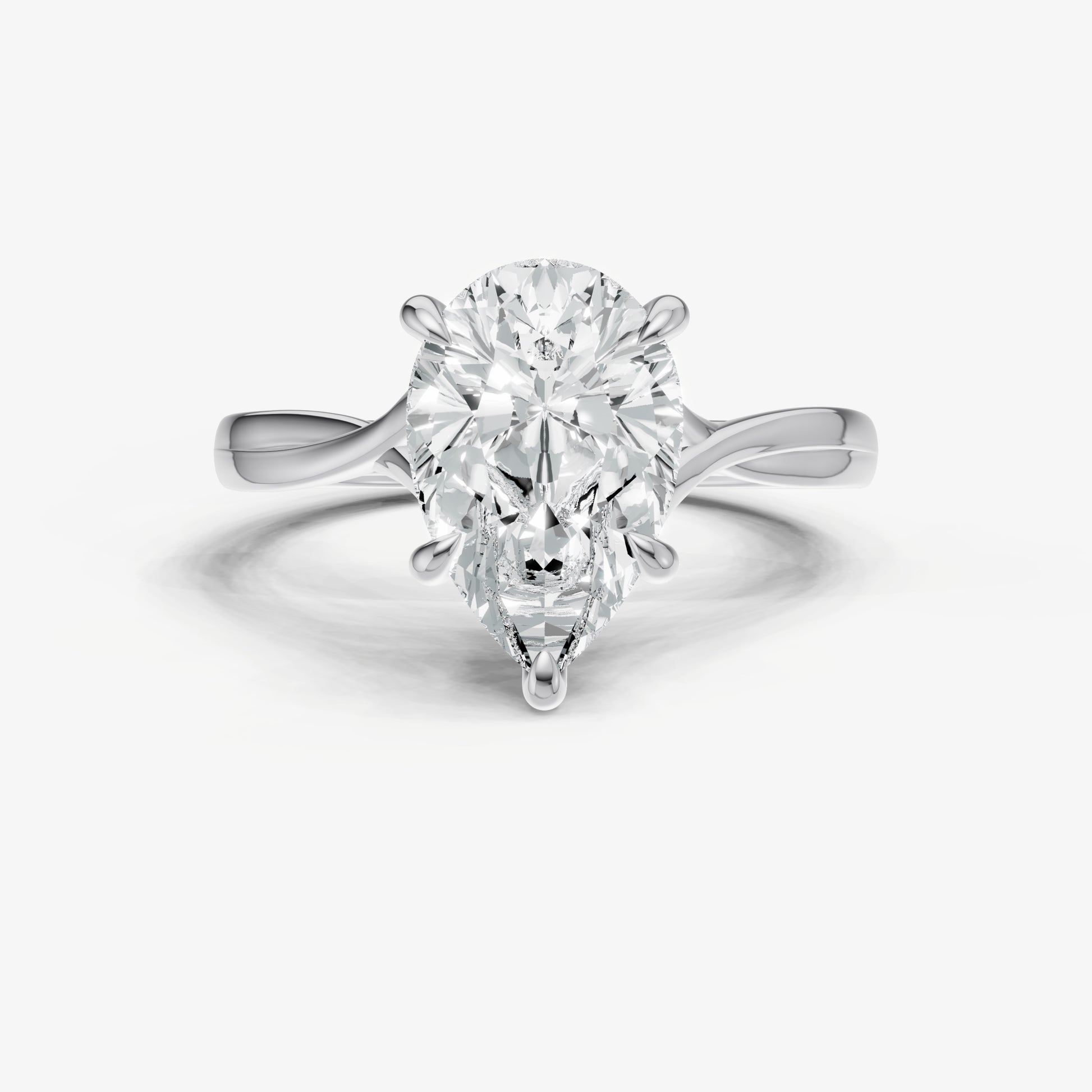 Pear Twist Band Solitaire Engagement Ring
