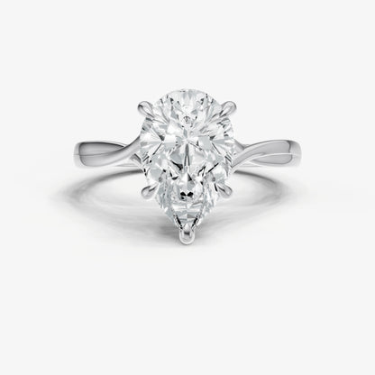Pear Twist Band Solitaire Engagement Ring
