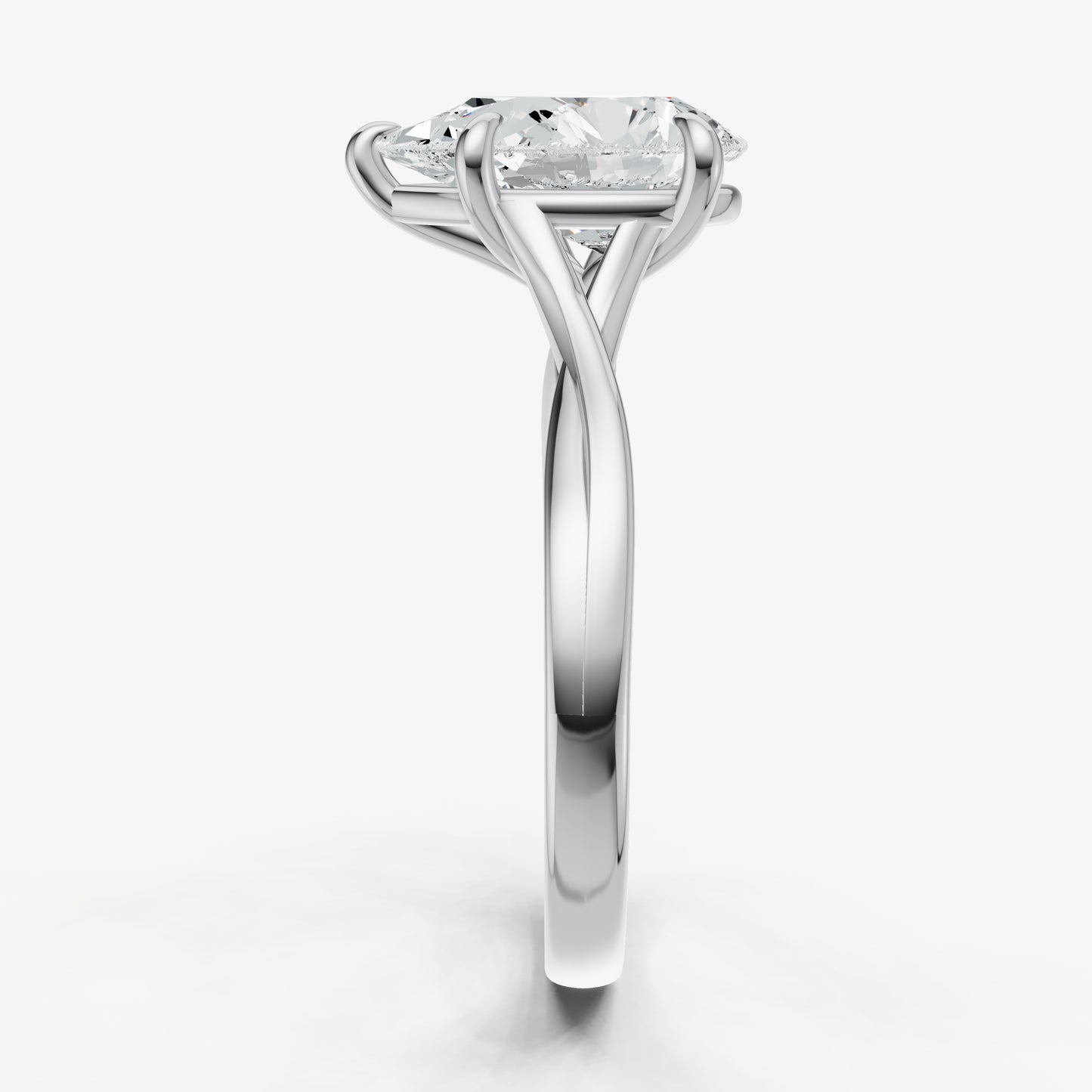 Pear Twist Band Solitaire Engagement Ring