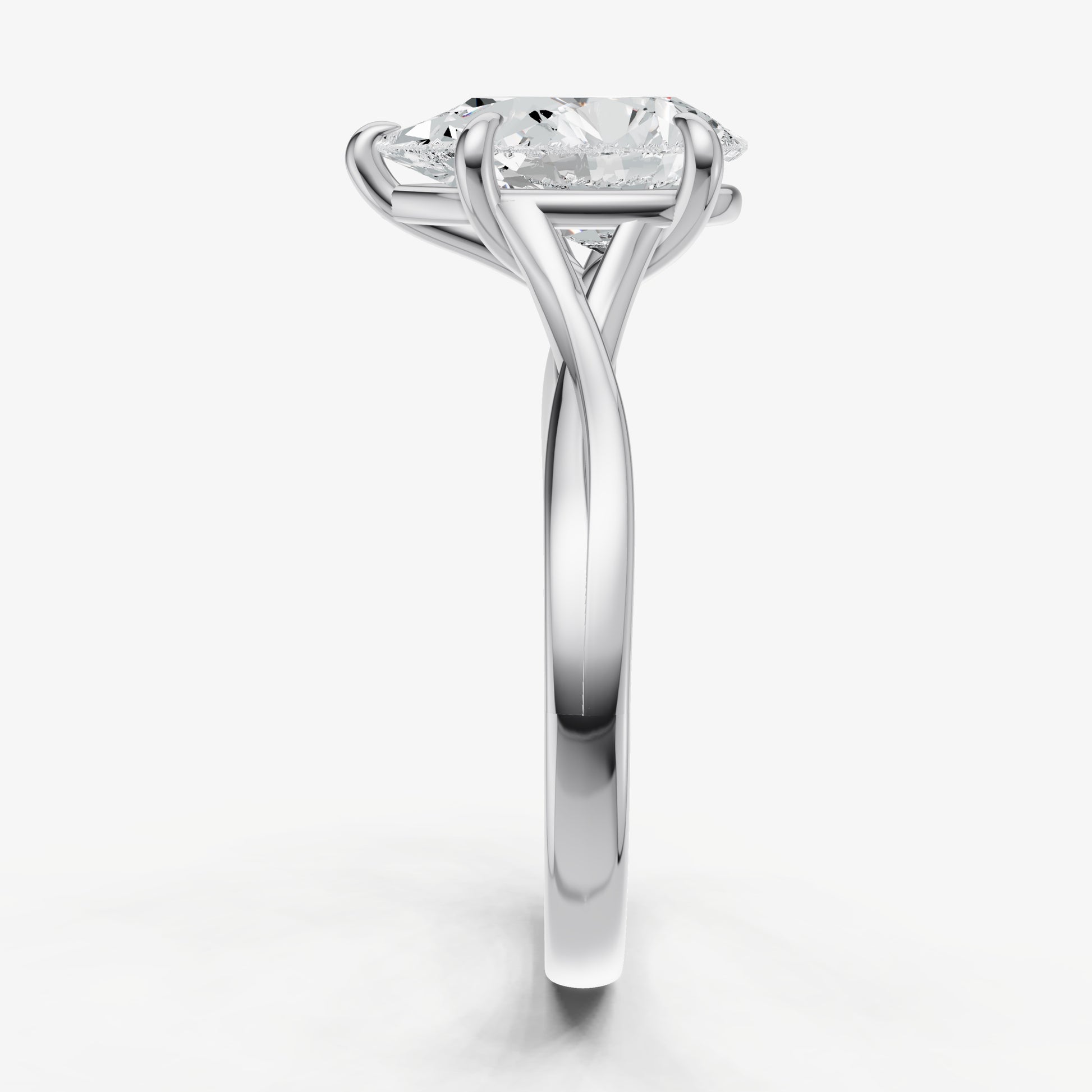 Pear Twist Band Solitaire Engagement Ring
