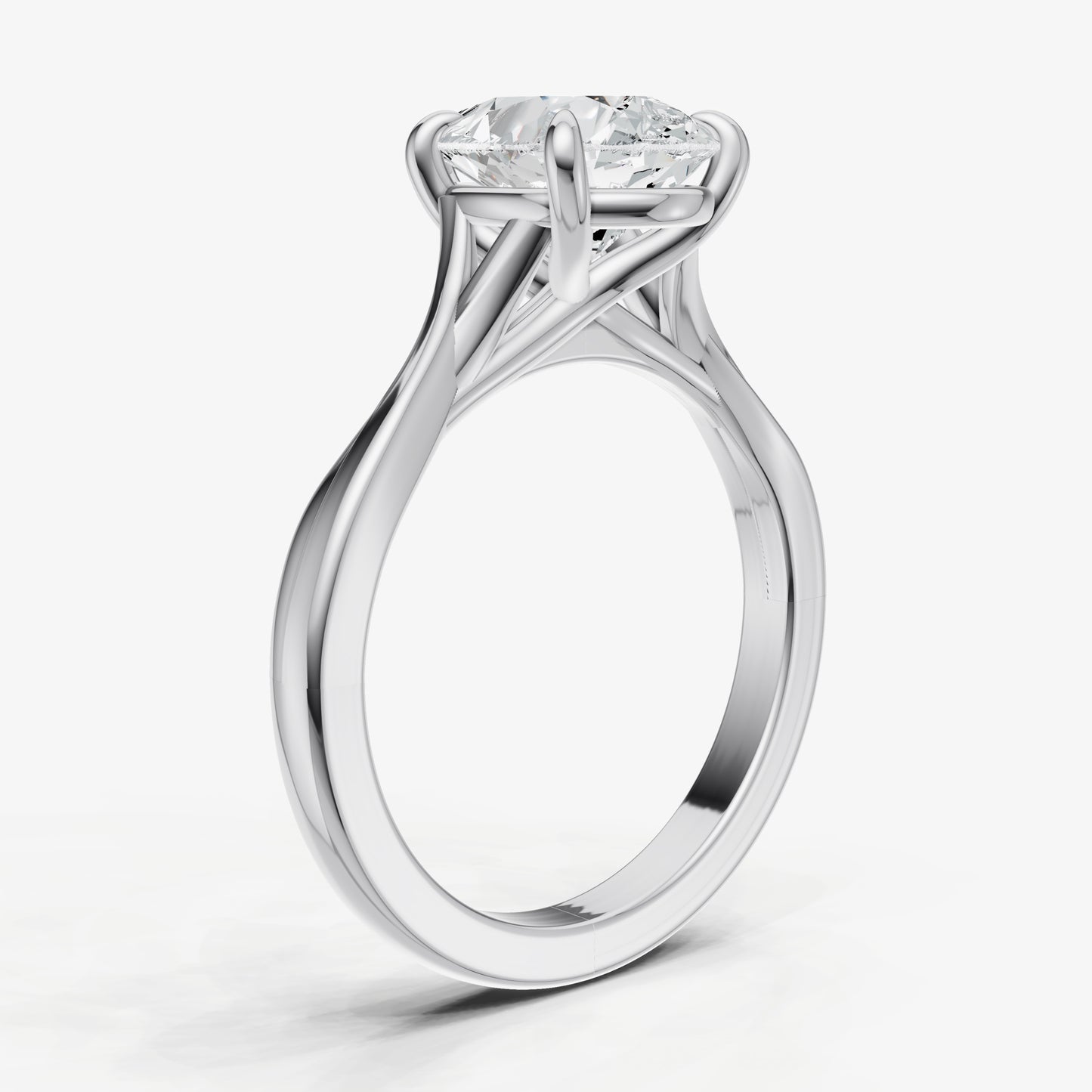 Pear Twist Band Solitaire Engagement Ring