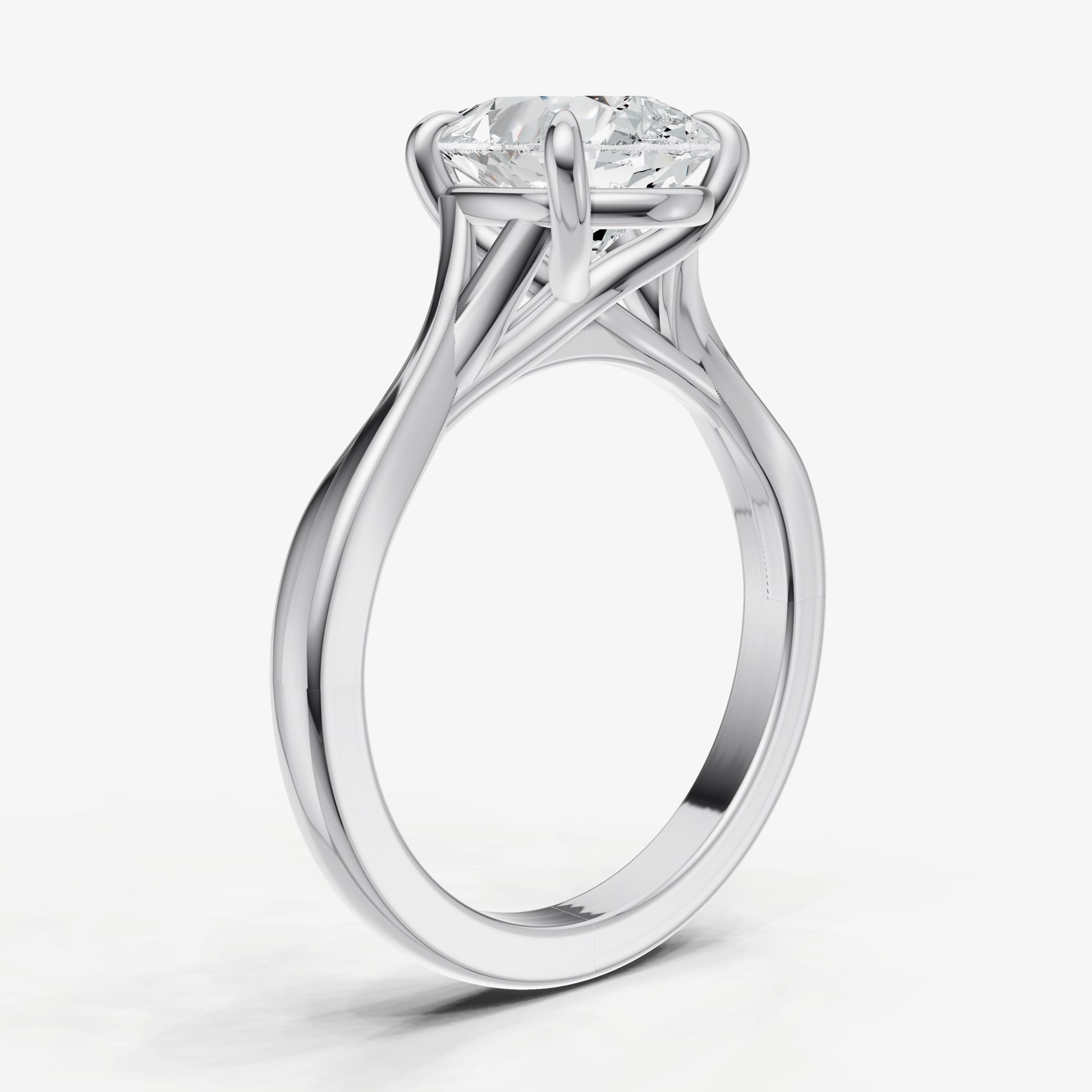 Pear Twist Band Solitaire Engagement Ring