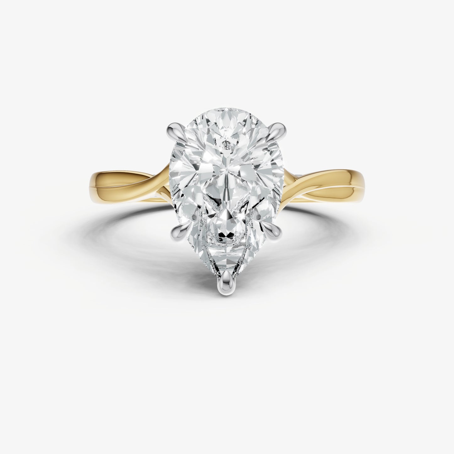 Pear Twist Band Solitaire Engagement Ring