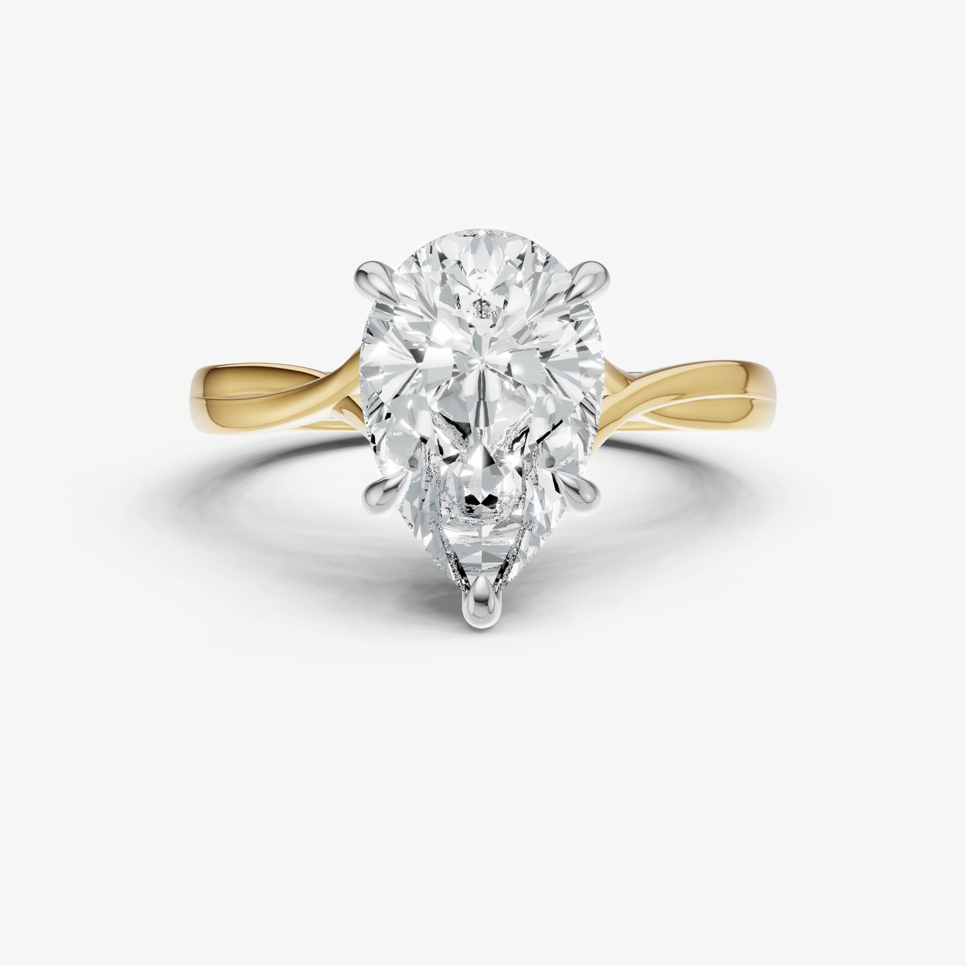 Pear Twist Band Solitaire Engagement Ring