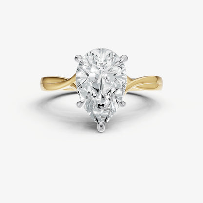 Pear Twist Band Solitaire Engagement Ring