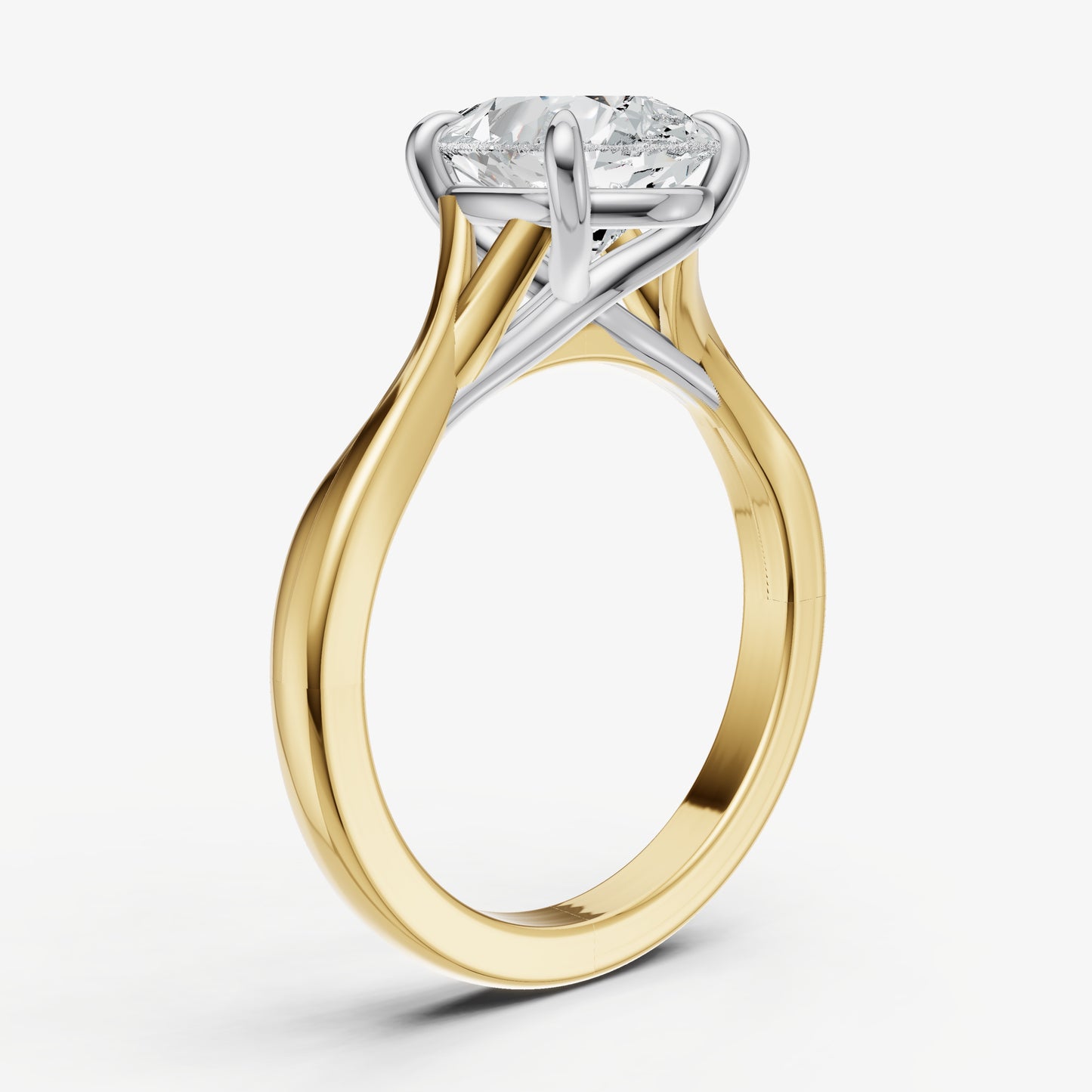Pear Twist Band Solitaire Engagement Ring
