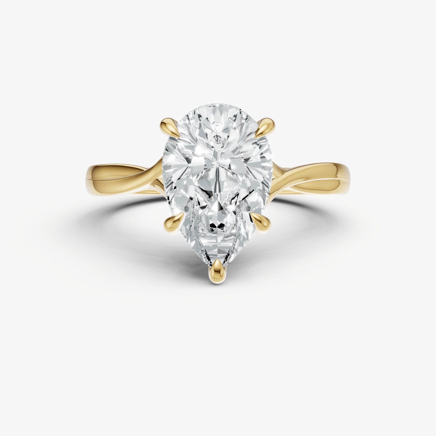 Pear Twist Band Solitaire Engagement Ring